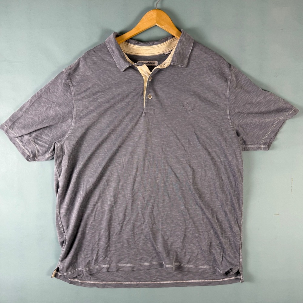 Vintage Tommy Bahama Lightweight Faded Thin Gray Men's Polo Rugby Style